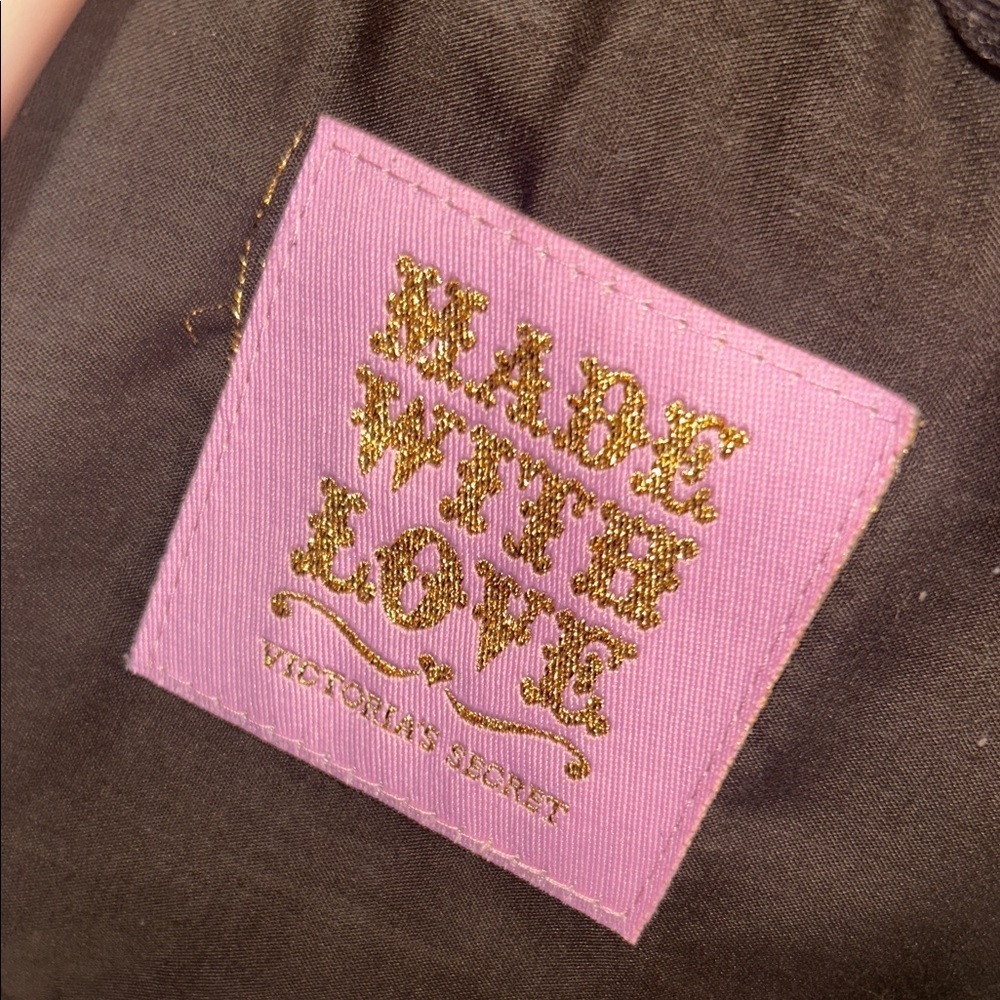 Y2K vintage Love terry cloth victoriaโs Secret mini hand bag pink green purse - Picture 2 of 6